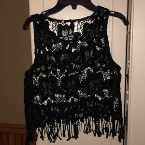 Crochet black top